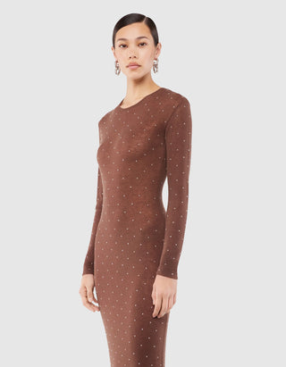 Maxi Feinstrick-Kleid mit Nieten-Details