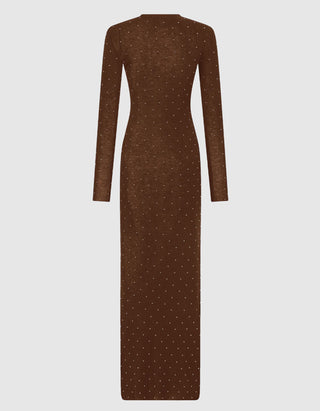 Maxi Feinstrick-Kleid mit Nieten-Details