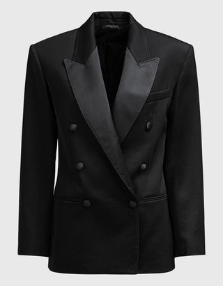 Doppelreihiger Woll-Blazer Lilya mit Satin-Details