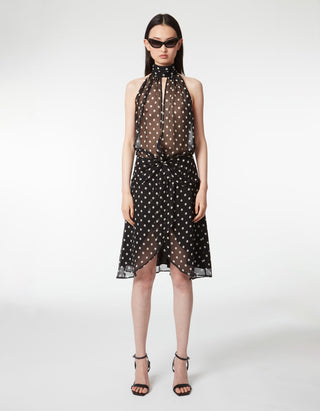 Semi-Transparentes Seiden-Kleid mit Polka-Dots