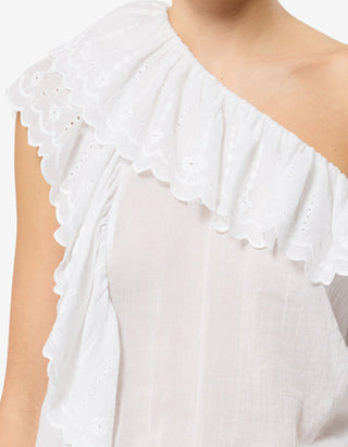 Bestickter One-Shoulder Jumpsuit Lalia aus Baumwoll-Voile