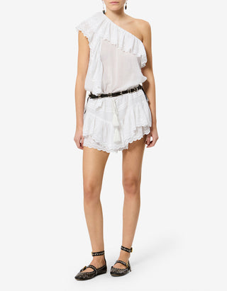 Bestickter One-Shoulder Jumpsuit Lalia aus Baumwoll-Voile