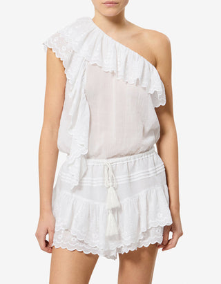 Bestickter One-Shoulder Jumpsuit Lalia aus Baumwoll-Voile