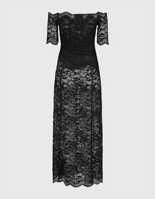 Off-Shoulder Spitzen-Kleid mit Raffung