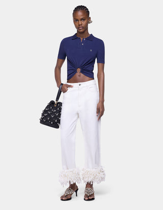 Cropped Polo-Shirt mit Ringdetail