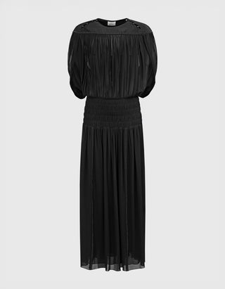 Midi Seiden-Kleid Nesrine mit Perlen-Verzierung