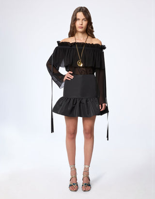 High-Waist Mini-Peplum Rock