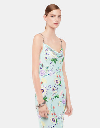 Gemustertes Maxi-Kleid mit Ketten-Details