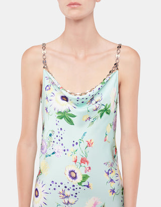 Gemustertes Maxi-Kleid mit Ketten-Details