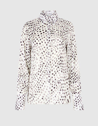 Gepunktete Bluse mit Seiden-Anteil