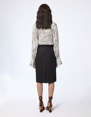 Gepunktete Bluse mit Seiden-Anteil