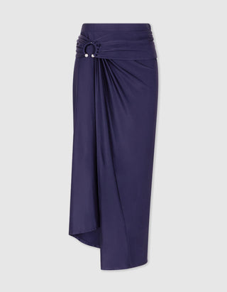 Midi-Rock in Wickeloptik mit Ringdetail