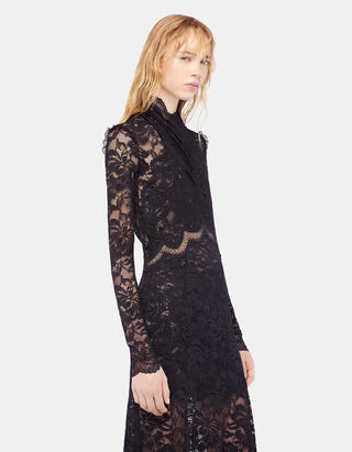 Maxi-Spitzenkleid mit Cache-Coeur Ausschnitt