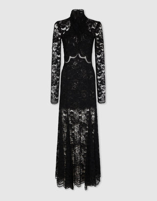 Maxi-Spitzenkleid mit Cache-Coeur Ausschnitt