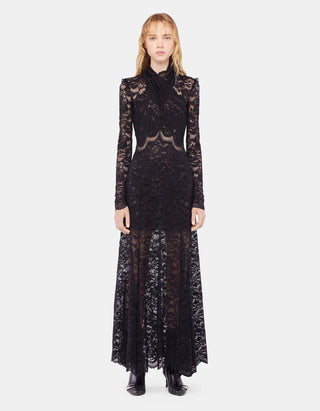 Maxi-Spitzenkleid mit Cache-Coeur Ausschnitt