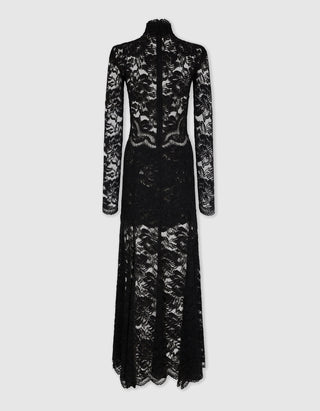 Maxi-Spitzenkleid mit Cache-Coeur Ausschnitt