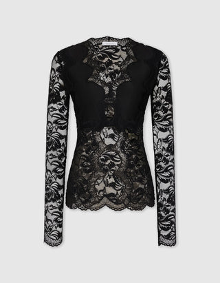 Spitzen-Longsleeve mit Cut-Outs