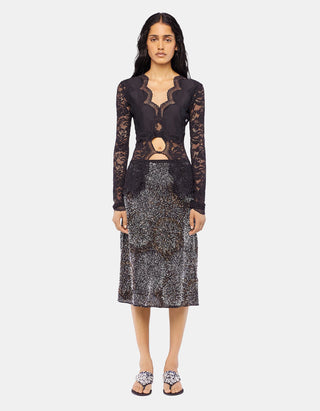 Spitzen-Longsleeve mit Cut-Outs