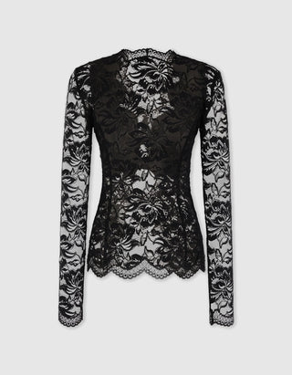 Spitzen-Longsleeve mit Cut-Outs