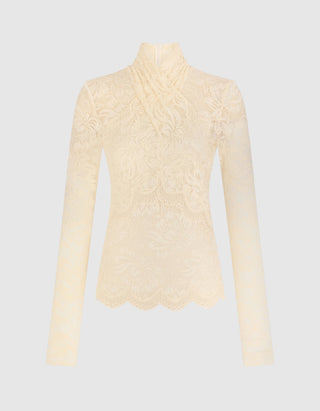 Spitzen-Longsleeve mit Cache-Coeur Ausschnitt