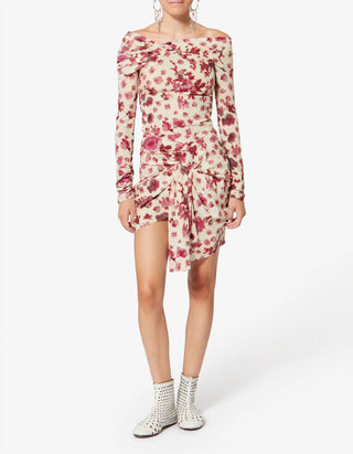 Drapierter Mini-Rock Ovia aus gemusterter Stretch-Seide