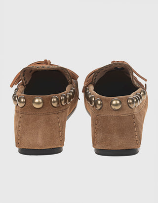 Veloursleder-Loafer Fitza mit Ösen- und Nietenverzierung