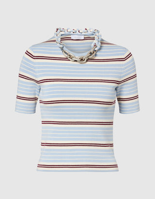 Gestreiftes Strick-Shirt mit Kettendetail