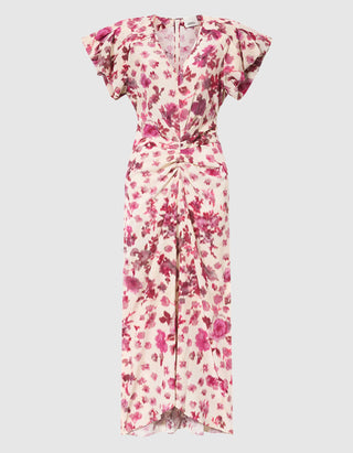 Midi-Kleid Terenae aus bedruckter Stretch-Seide