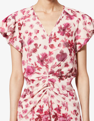 Midi-Kleid Terenae aus bedruckter Stretch-Seide