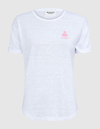 Leinen T-Shirt Koldia mit Logo-Flockprint