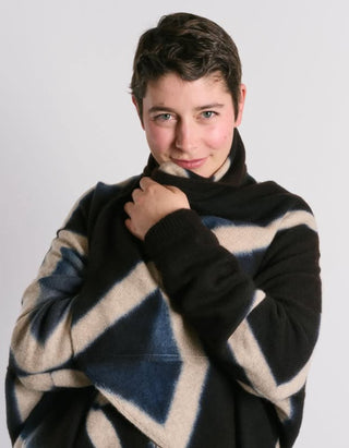 Gemusterter Kaschmir-Cardigan Upside-Down