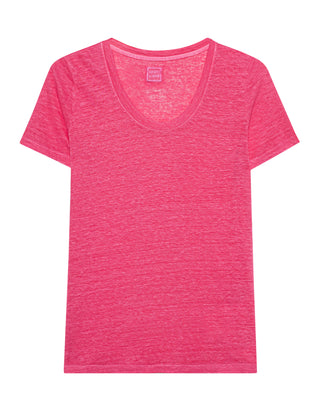 Leinen-T-Shirt mit Rundhalsausschnitt