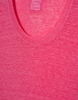 Leinen-T-Shirt mit Rundhalsausschnitt