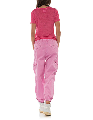 Leinen-T-Shirt mit Rundhalsausschnitt