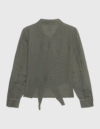 Leinen-Bluse mit Bindedetail