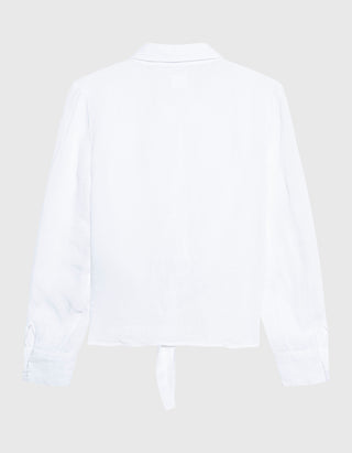 Leinen-Bluse mit Bindedetail