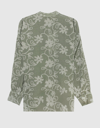 Bestickte Leinen-Bluse