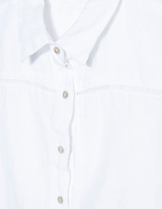 Cropped Leinen-Top mit Lochspitzen-Detail