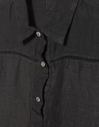 Cropped Leinen-Top mit Lochspitzen-Detail