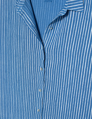 Gestreifte Oversize-Leinen-Bluse