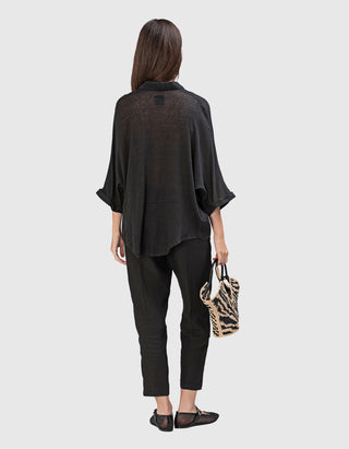 Oversize Leinen-Bluse