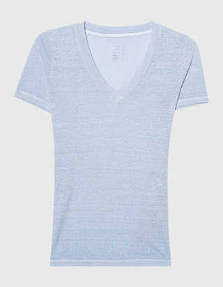 Leinen-T-Shirt mit V-Ausschnitt