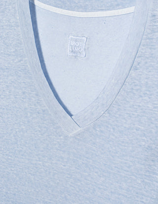 Leinen-T-Shirt mit V-Ausschnitt