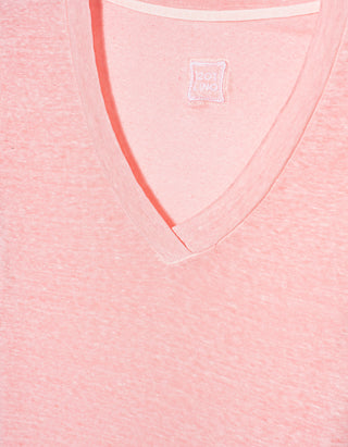 Leinen-T-Shirt mit V-Ausschnitt