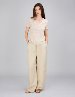 Leinen-Mix Bundfaltenhose