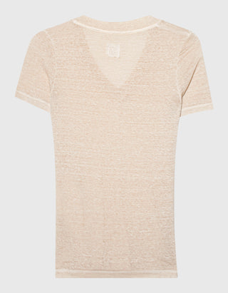 Leinen-T-Shirt mit V-Ausschnitt