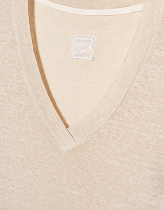 Leinen-T-Shirt mit V-Ausschnitt