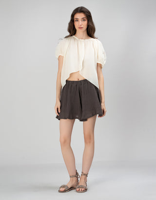Leinen Shorts mit elastischem Bund
