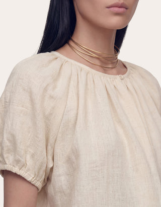 Cropped Baumwoll-Leinen Bluse