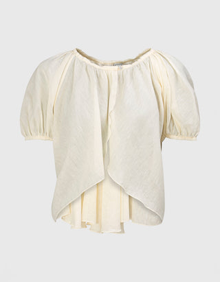 Cropped Baumwoll-Leinen Bluse